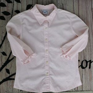 ABERCROMBIE GIRLS SZ M PINK&WHITE CHECKED SHIRT